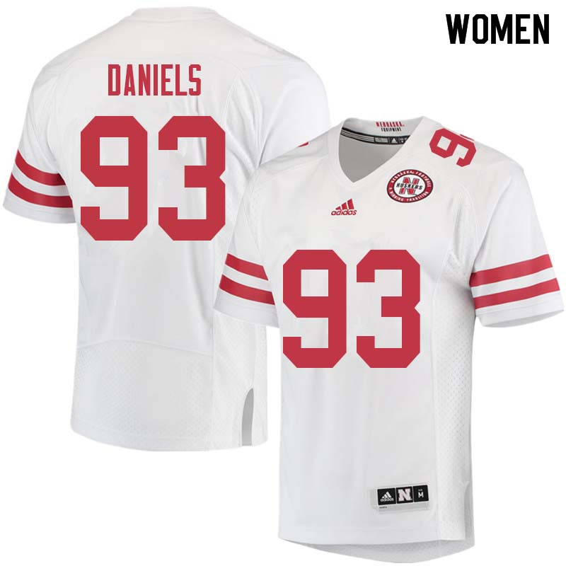Women #93 Damion Daniels Nebraska Cornhuskers College Football Jerseys Sale-White